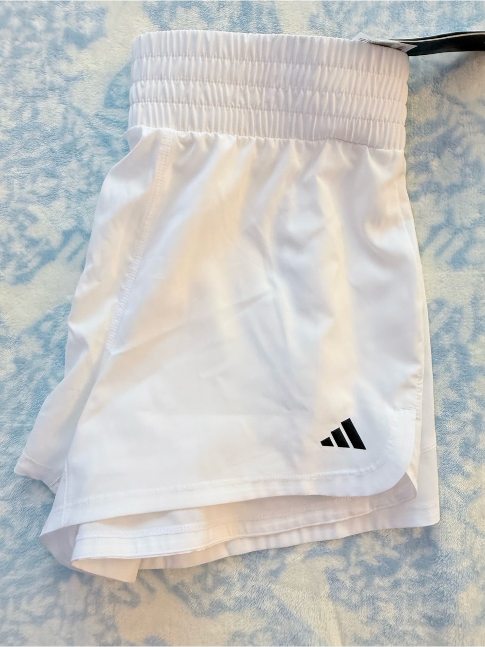 adidas White Performance Running Shorts with Black Logo